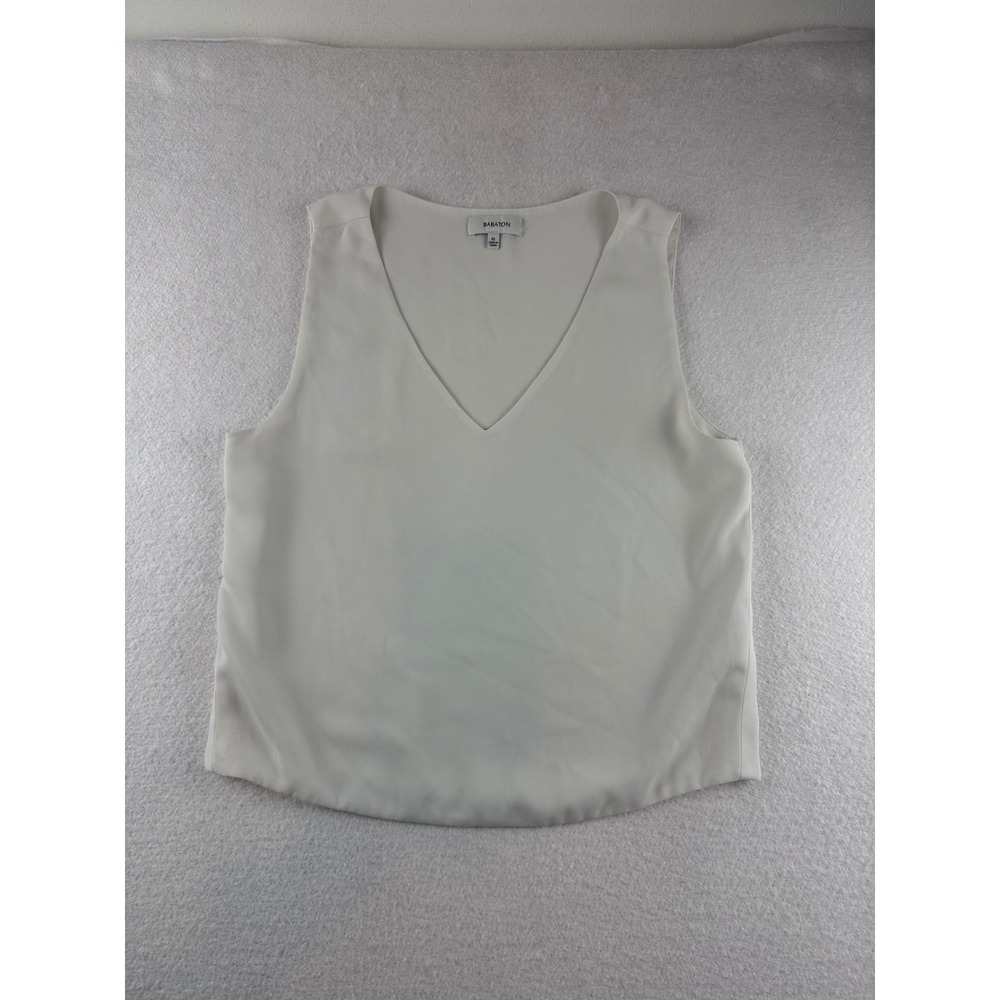 Babaton Aritzia Womens XS V-Neck Sleeveless Blouse Shell Cream Off-White Layered